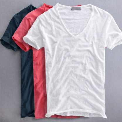 T Shirt Herren mit V-Ausschnitt | Luftig & Bequem