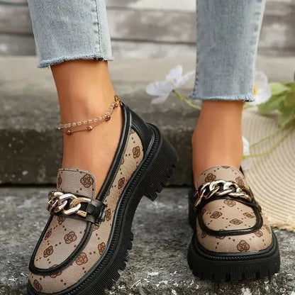 Mokassins Damen | Goldkette & Chunky Plateau Sohle