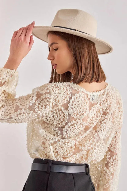 Top Damen | Elegante Spitzenbluse mit Blumenmuster