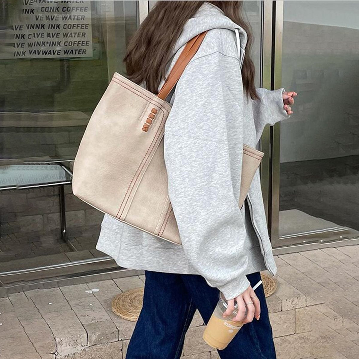 Damen Tasche Umhängetasche Minimalistisch mit Geräumigem Innenfach für Büro und Freizeit 2