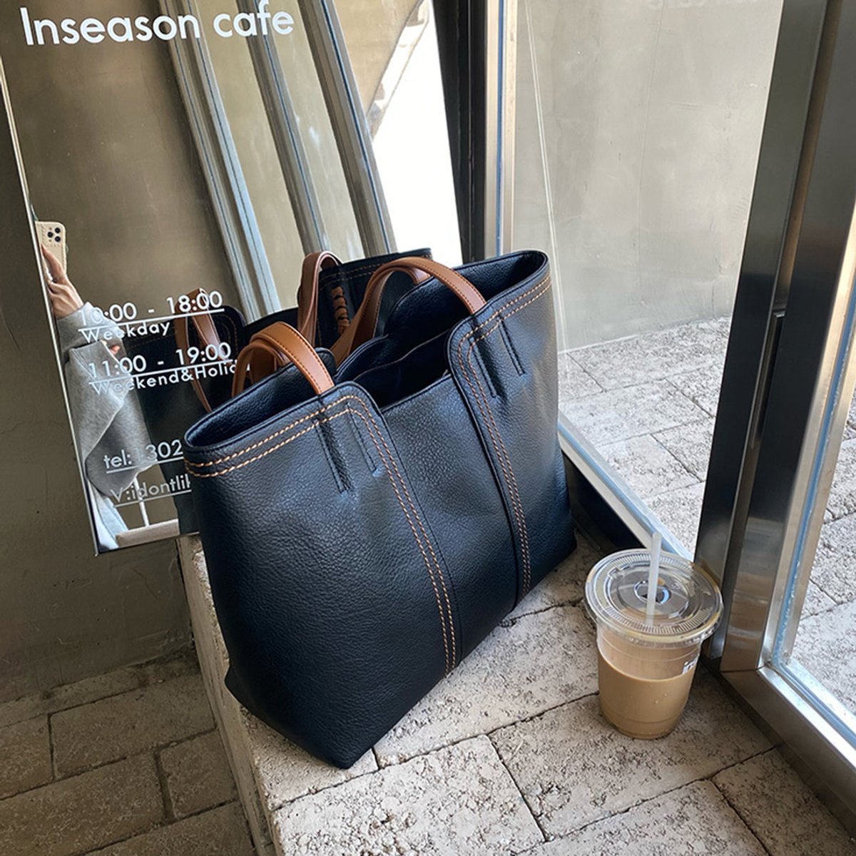 Damen Tasche Umhängetasche Minimalistisch mit Geräumigem Innenfach für Büro und Freizeit 5