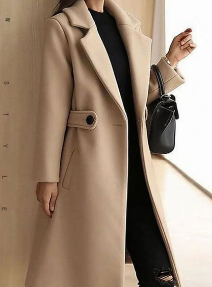 Mantel Damen Klassischer Woll-Trenchcoat Langer Eleganter Wintermantel