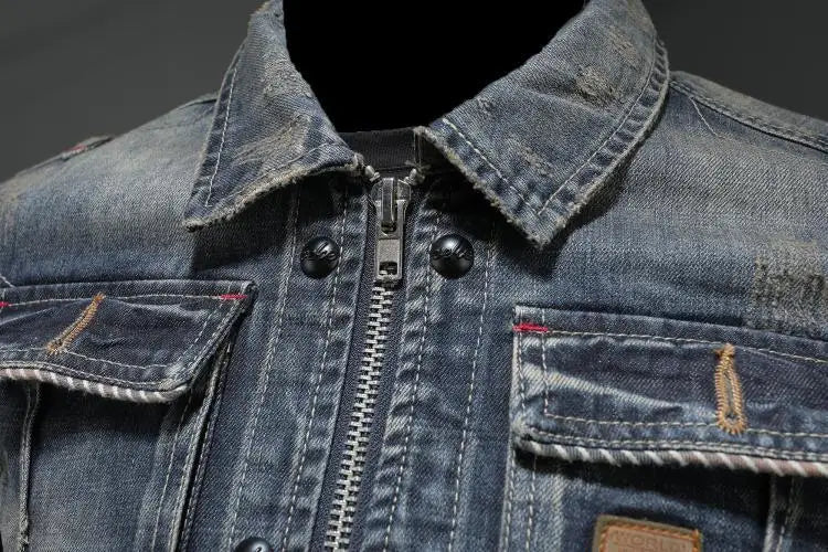 Trucker-Jacke Herren | Doppelter Verschluss & Klappentaschen