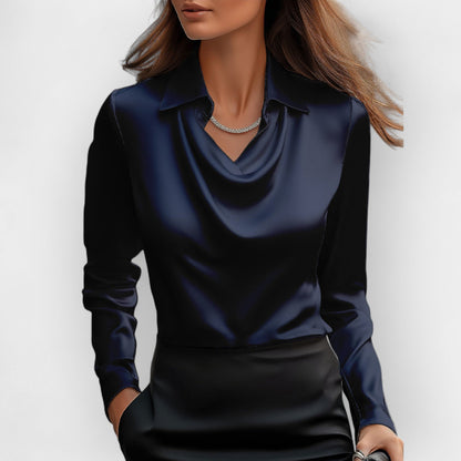 Bluse Damen | Wasserfallkragen & Edler Glanz 6