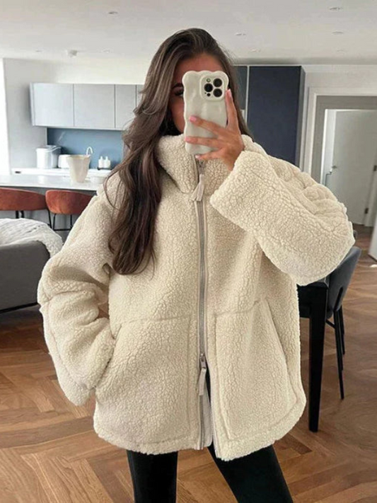 Übergroße Sherpa-Fleecejacke für Damen | Winter