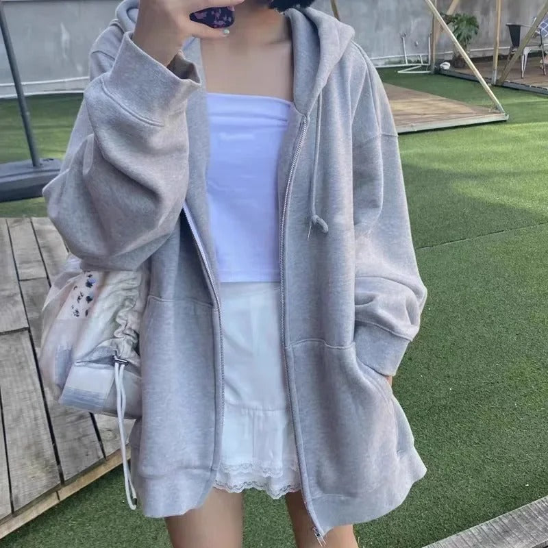Übergroßer Hoodie im koreanischen Stil in einfarbigem Design 2