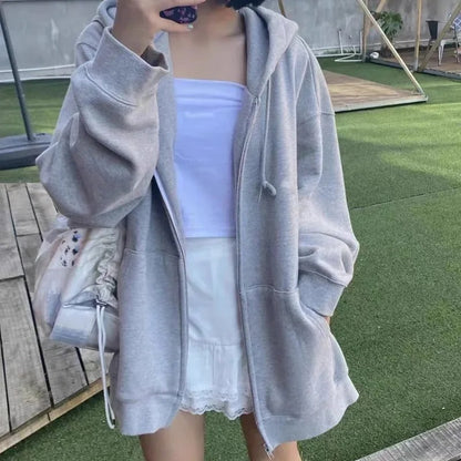 Übergroßer Hoodie im koreanischen Stil in einfarbigem Design 2