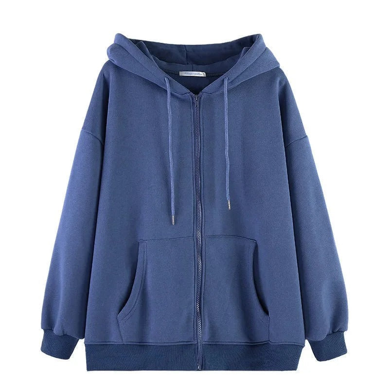Übergroßer Hoodie im koreanischen Stil in einfarbigem Design 4