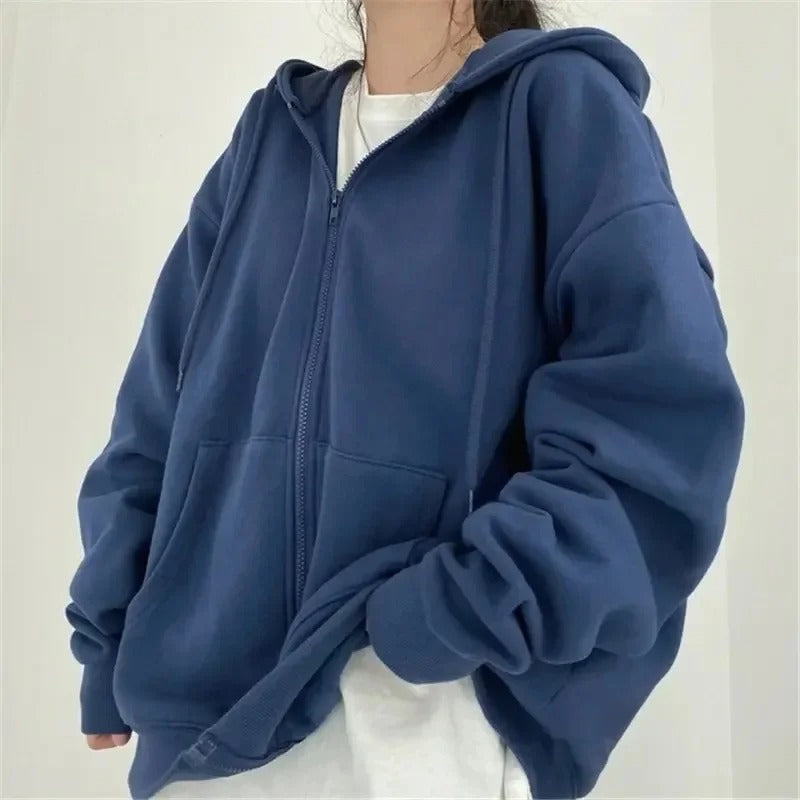 Übergroßer Hoodie im koreanischen Stil in einfarbigem Design 8