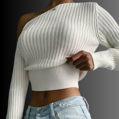 Strickpullover Damen | Asymmetrisches Off-Shoulder Design 2