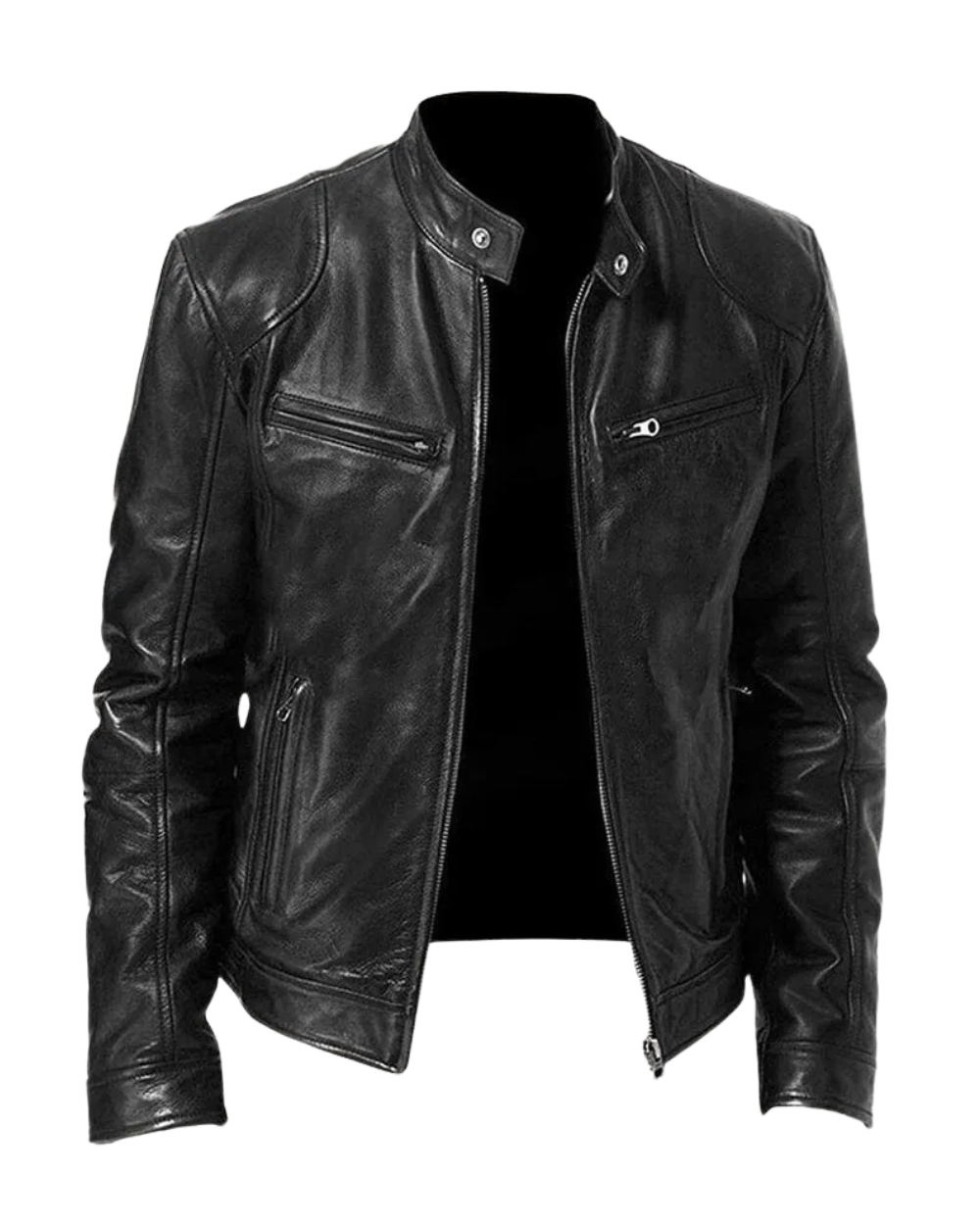 Bikerjacke Herren | Körpernaher Schnitt mit Stehkragen 1