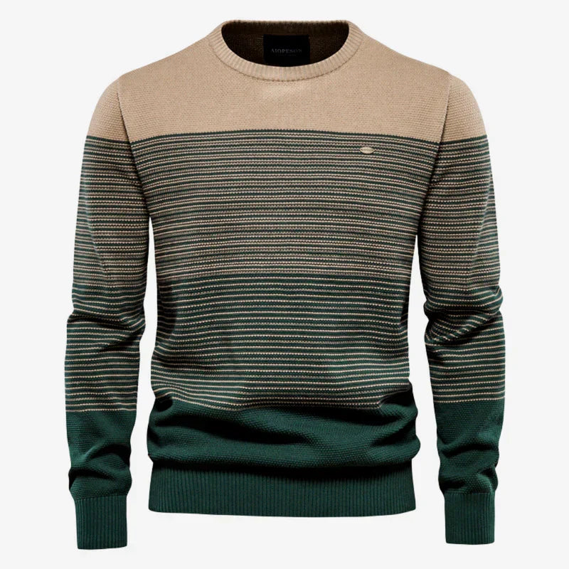 Herren Gestreifter Pullover Rundhals Regular Fit Strickpullover 3