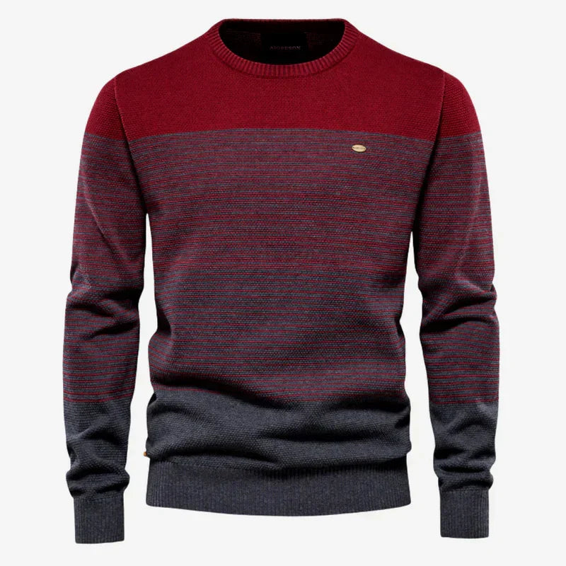 Herren Gestreifter Pullover Rundhals Regular Fit Strickpullover 1