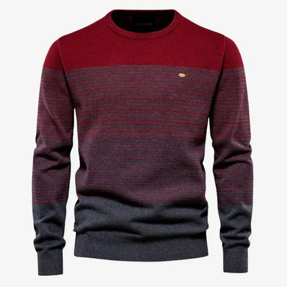 Herren Gestreifter Pullover Rundhals Regular Fit Strickpullover 1