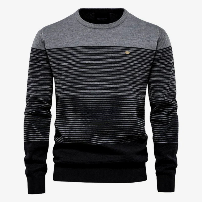 Herren Gestreifter Pullover Rundhals Regular Fit Strickpullover 2