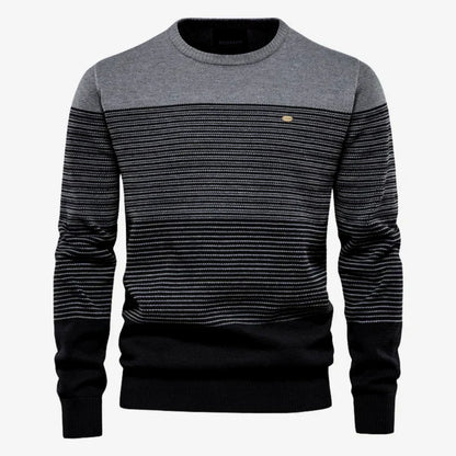 Herren Gestreifter Pullover Rundhals Regular Fit Strickpullover 2