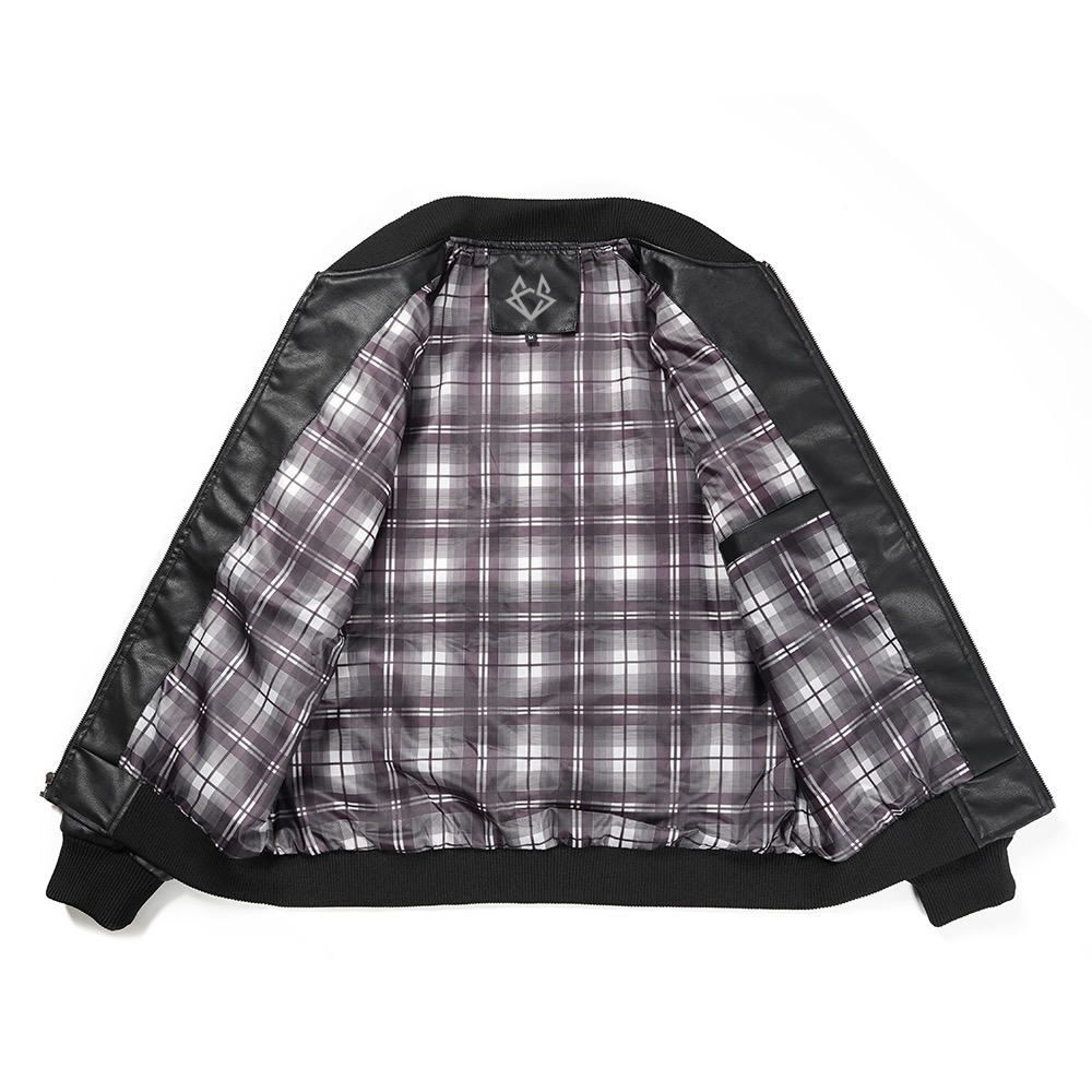 Inside of a  Black Quilted Faux Leather Moto Jacket