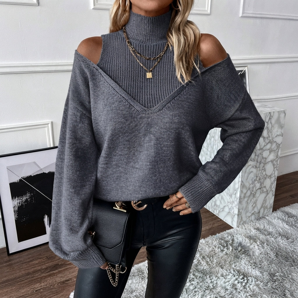 Rollkragenpullover Damen | Off-Shoulder & Warm 12