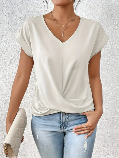 V Ausschnitt Shirt Damen | Twist-Detail & Kurzarm
