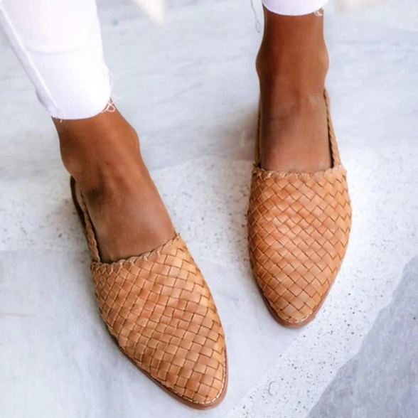 Verena | Damen Frühlings Geflochtene Slingback-Ballerinas 1
