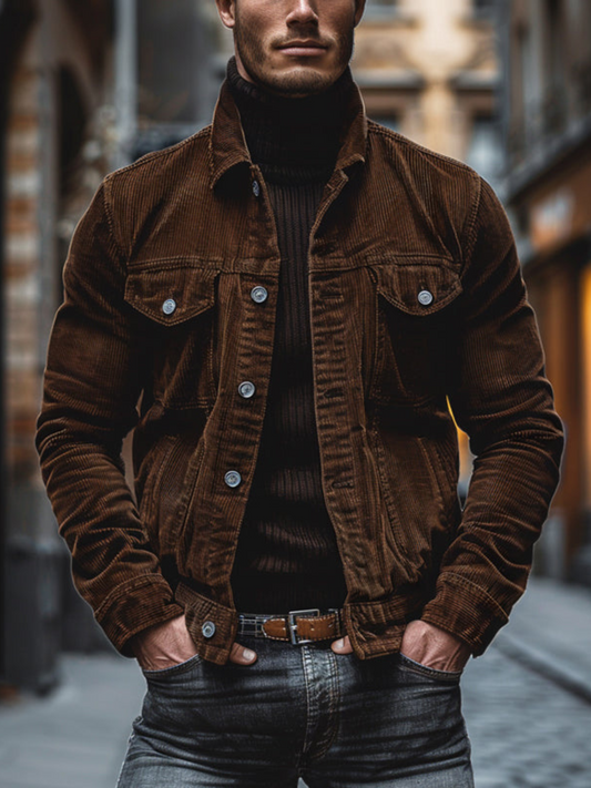 Vintage Cord-Arbeitsjacke für Herren | Entspannte Passform