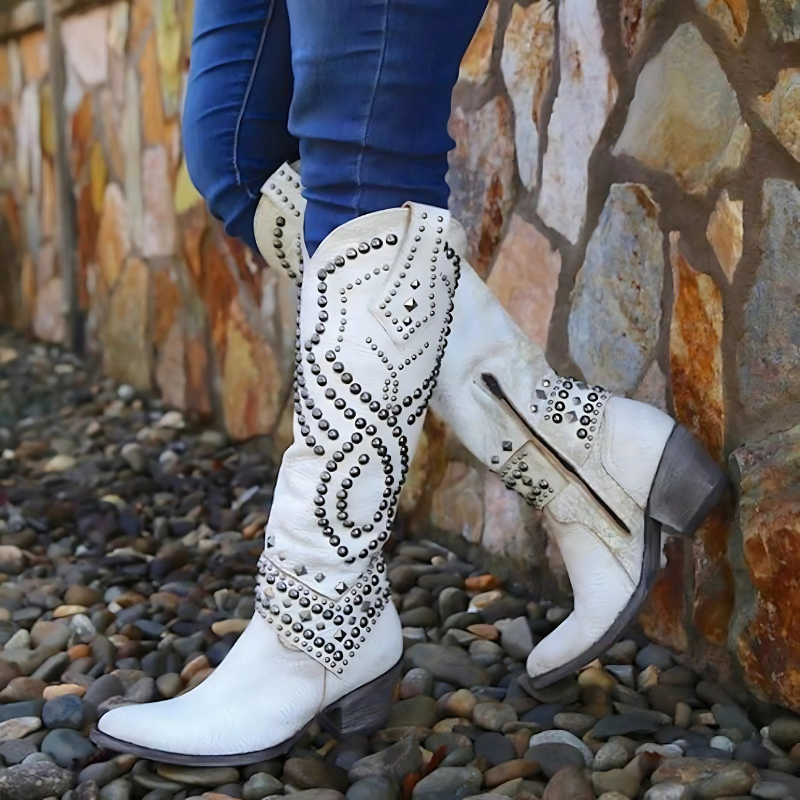 Vintage High-Cut Stiefel für Damen | Blockabsatz