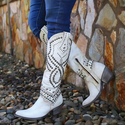 Vintage High-Cut Stiefel für Damen | Blockabsatz