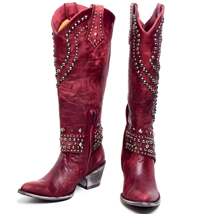 Vintage High-Cut Stiefel für Damen | Blockabsatz