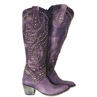 Vintage High-Cut Stiefel für Damen | Blockabsatz