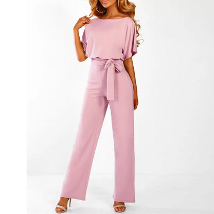 Viola | Damen Lässiger Kurzarm-Jumpsuit mit Gürtel 4