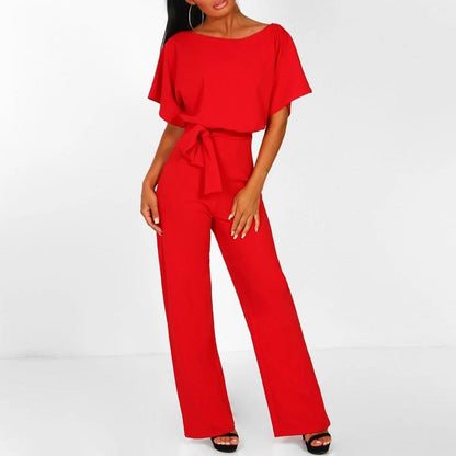 Viola | Damen Lässiger Kurzarm-Jumpsuit mit Gürtel 8