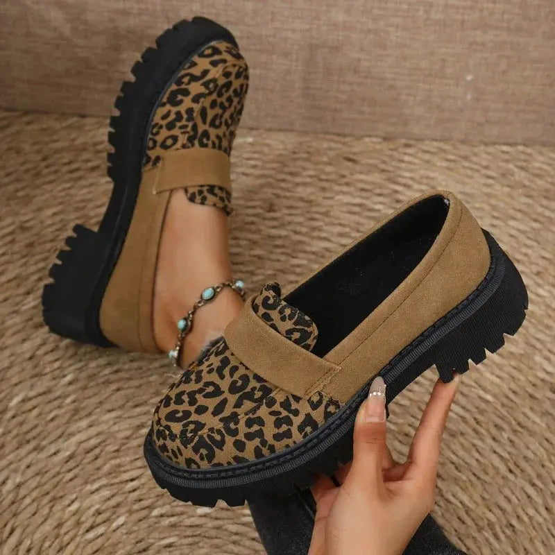 Mokassins Damen | Leopardenmuster & Chunky Plateau Sohle