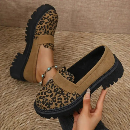 Mokassins Damen | Leopardenmuster & Chunky Plateau Sohle