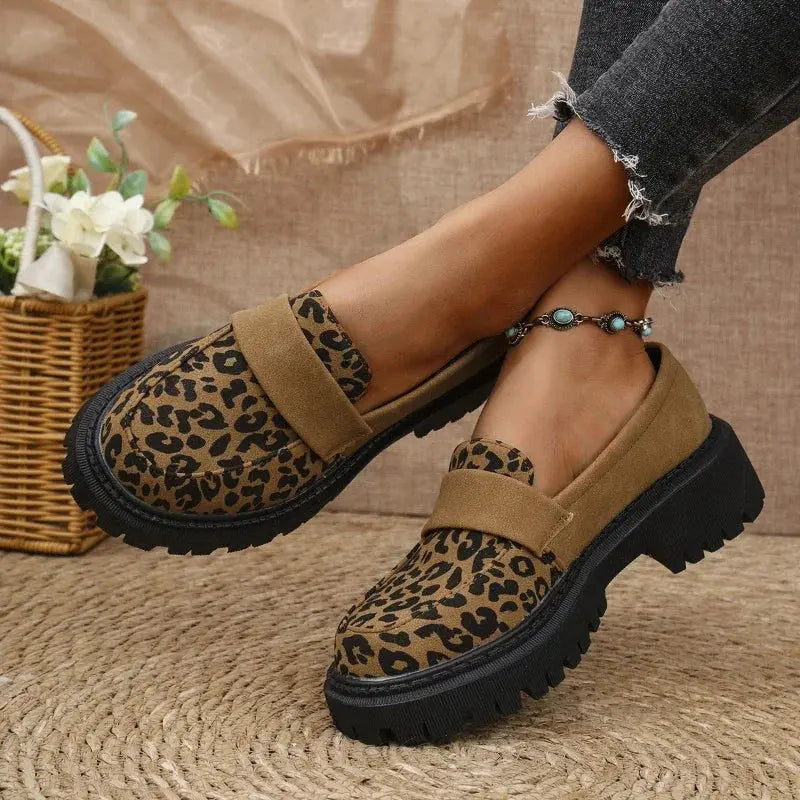 Mokassins Damen | Leopardenmuster & Chunky Plateau Sohle