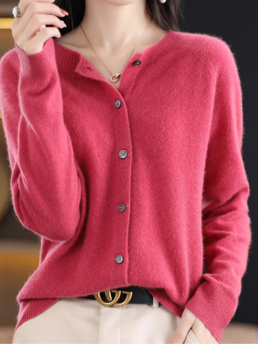 Weicher Strickcardigan für Damen | Klassischer Rundhalsausschnitt