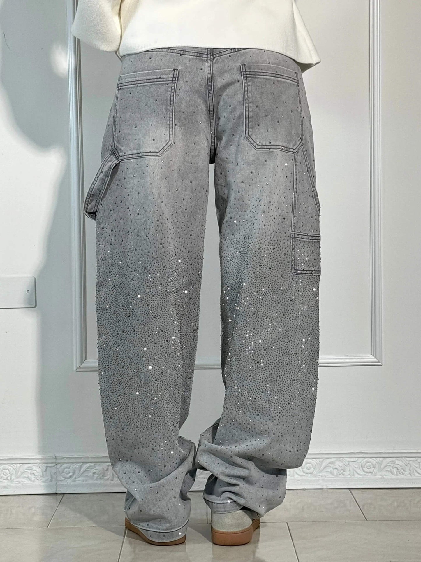 Weite Hosen Damen | Glitzer-Strass & Baggy-Fit
