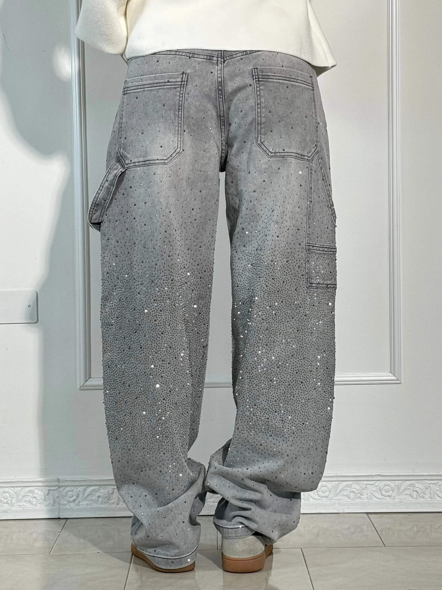 Weite Hosen Damen | Glitzer-Strass & Baggy-Fit