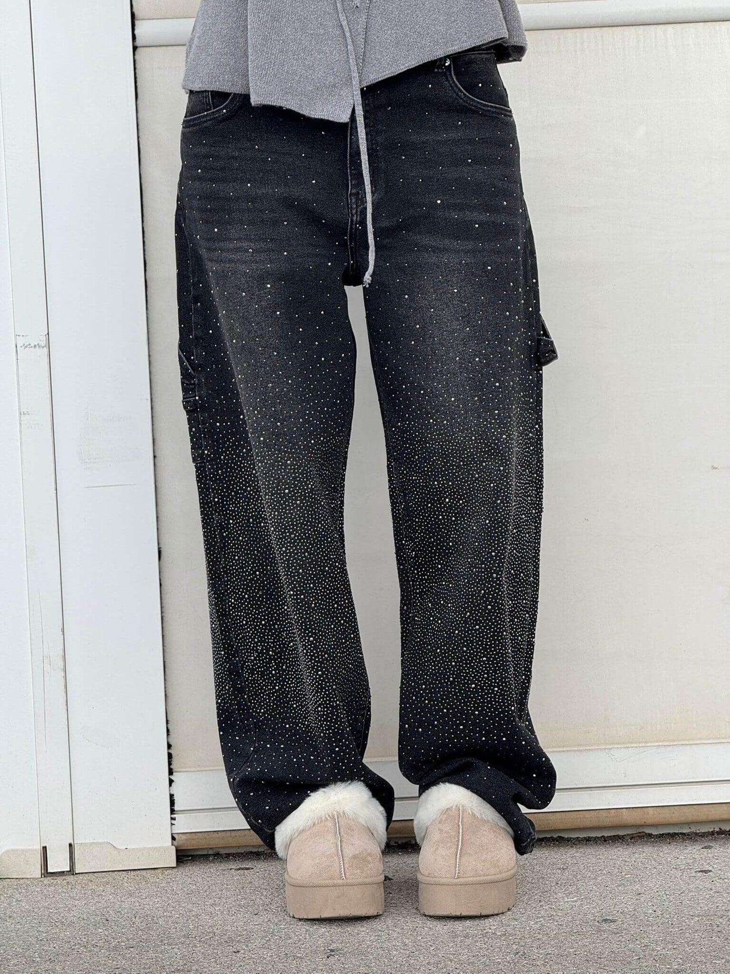 Weite Hosen Damen | Glitzer-Strass & Baggy-Fit