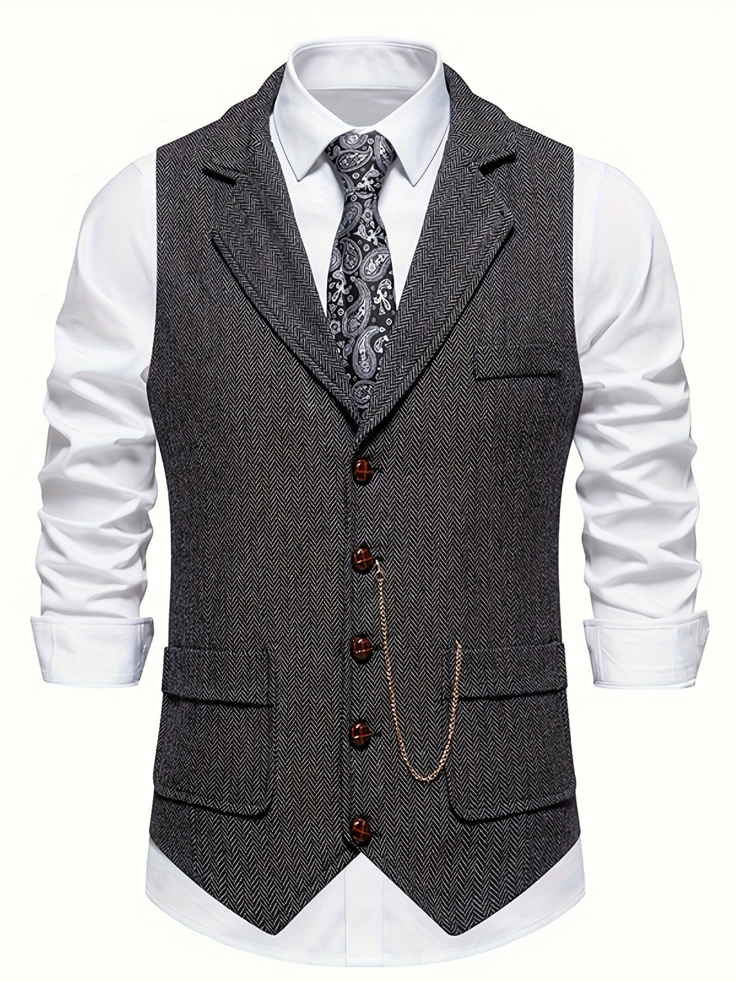 Weste für Herren, Fischgrätenmuster | Tailored Fit