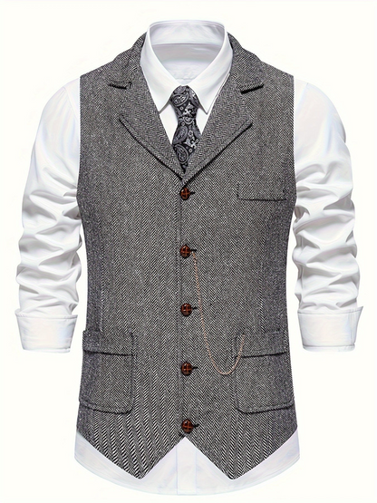 Weste für Herren, Fischgrätenmuster | Tailored Fit