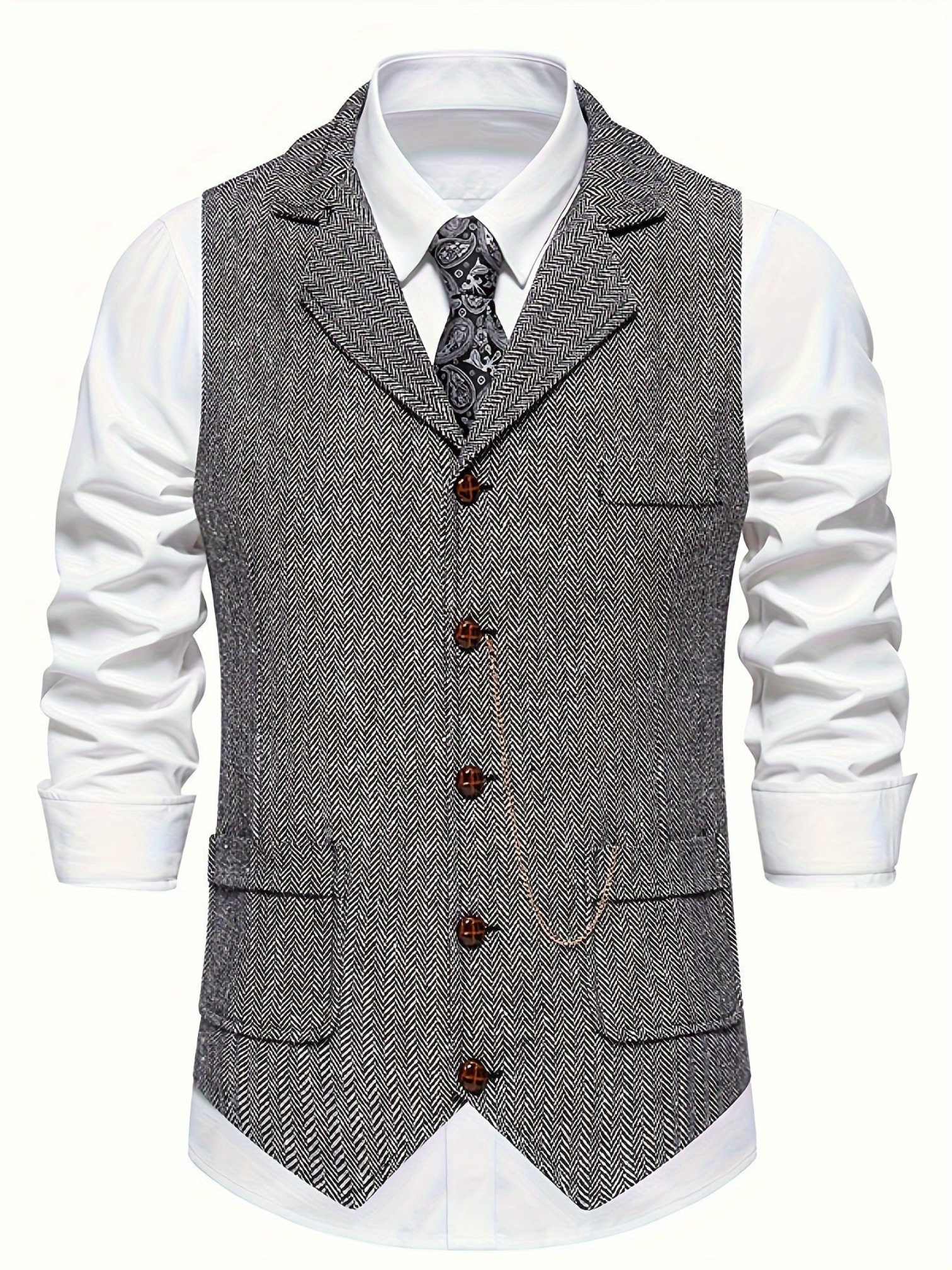 Weste für Herren, Fischgrätenmuster | Tailored Fit