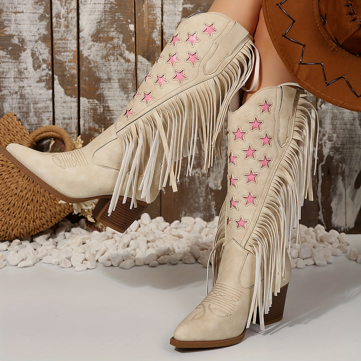 Westernstiefel Damen | Kniehoch mit Fransen