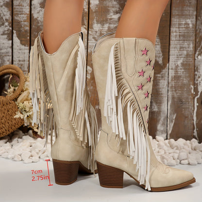 Westernstiefel Damen | Kniehoch mit Fransen