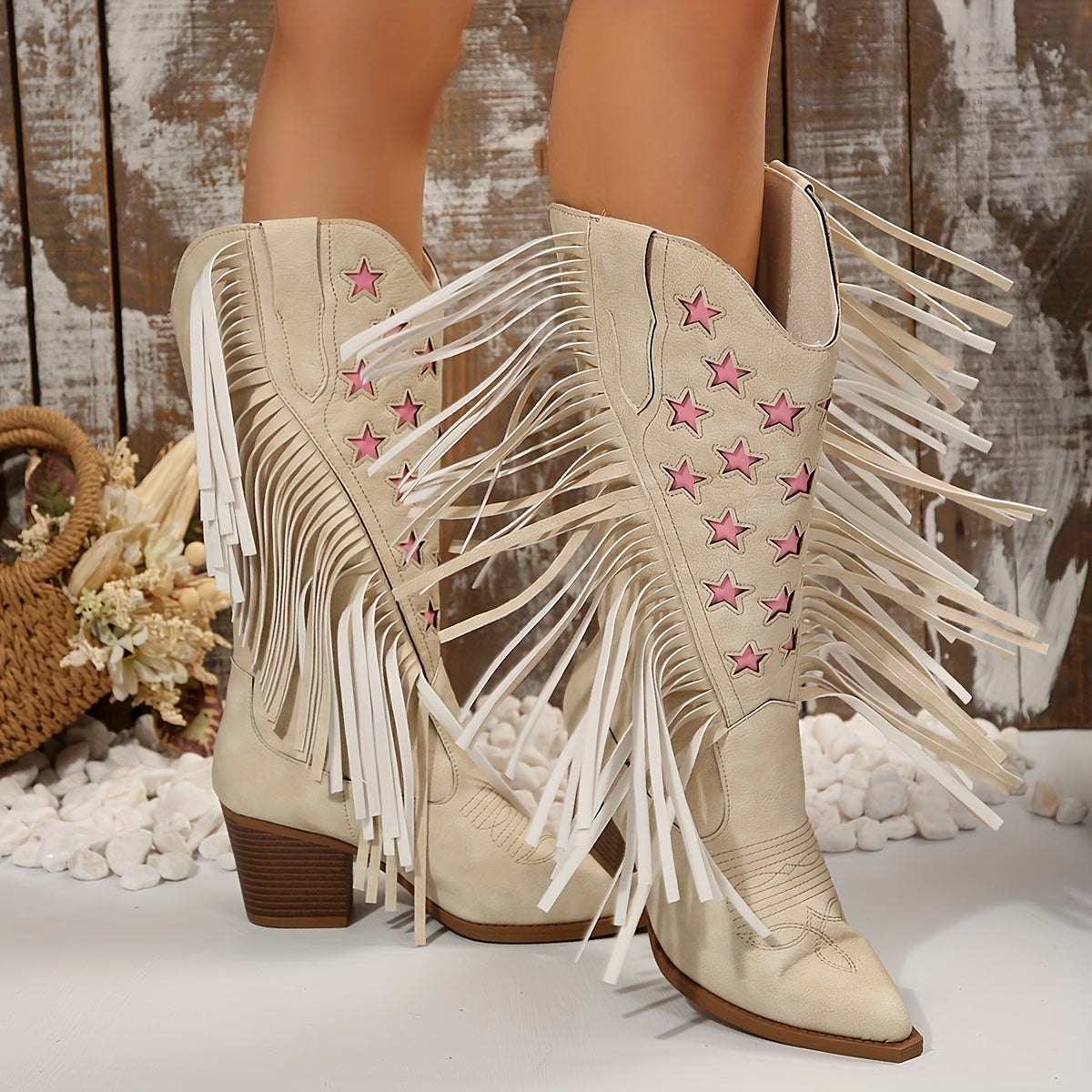 Westernstiefel Damen | Kniehoch mit Fransen