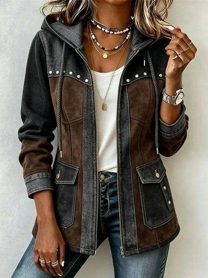 Kapuzenjacke Damen | Übergangsjacke mit Materialmix 7