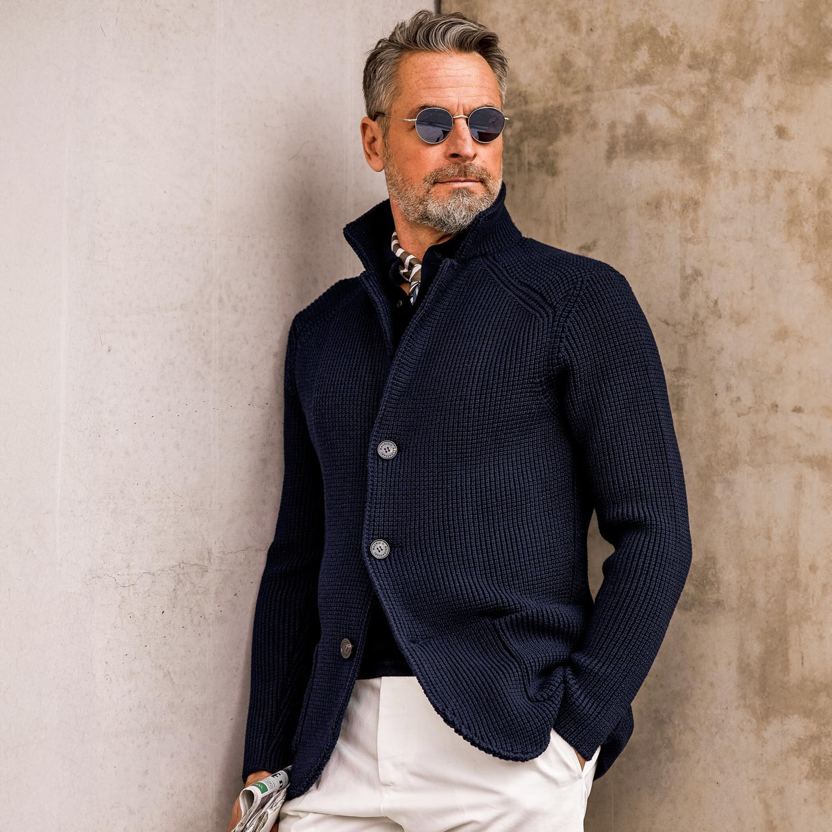 Strickjacke Herren | Blazer-Stil mit Strukturmuster 19