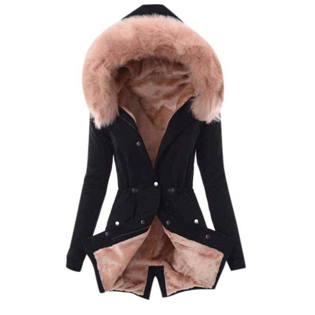 Halvorne | Damen Winterjacke gefüttert mit Kapuze - Black - Image 2