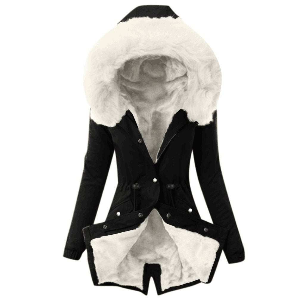 Halvorne | Damen Winterjacke gefüttert mit Kapuze - Black - Image 3