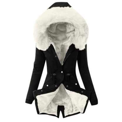 Halvorne | Damen Winterjacke gefüttert mit Kapuze - Black - Image 3