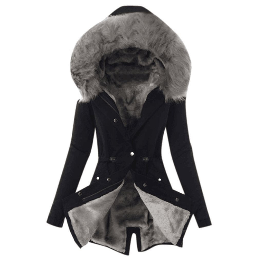 Halvorne | Damen Winterjacke gefüttert mit Kapuze - Black - Image 5